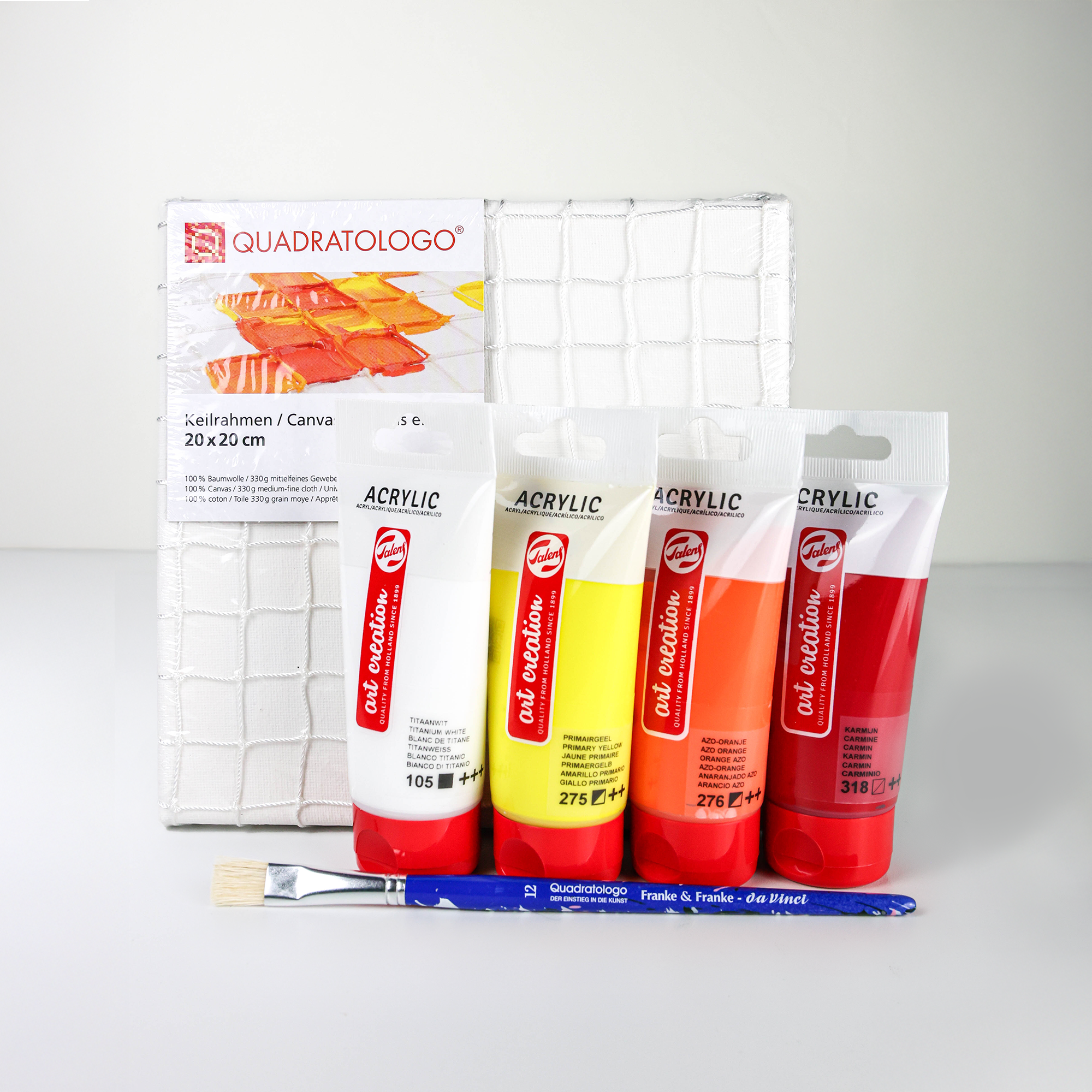 Quadratologo Set Nr. 1 rot/gelb/orange Leinwand 20x20xm